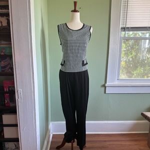 Vintage 90s Gingham Cottagecore Pants Jumpsuit size Medium